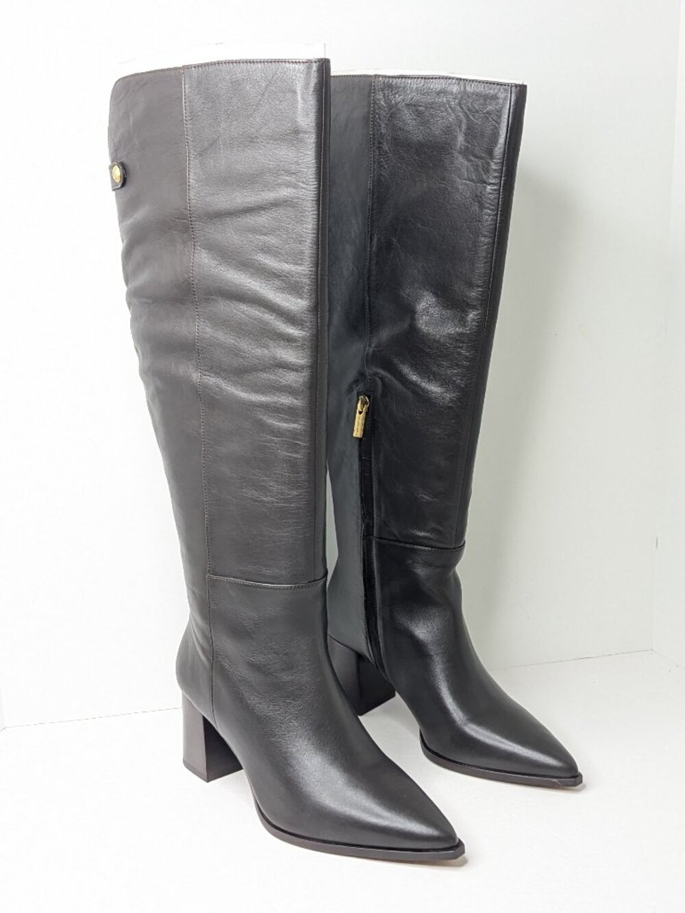 Vince Camuto Lilibet Knee High Boots Brownie Leather Women's 9 (Wide Calf)